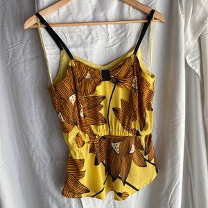 Yellow floral silk top